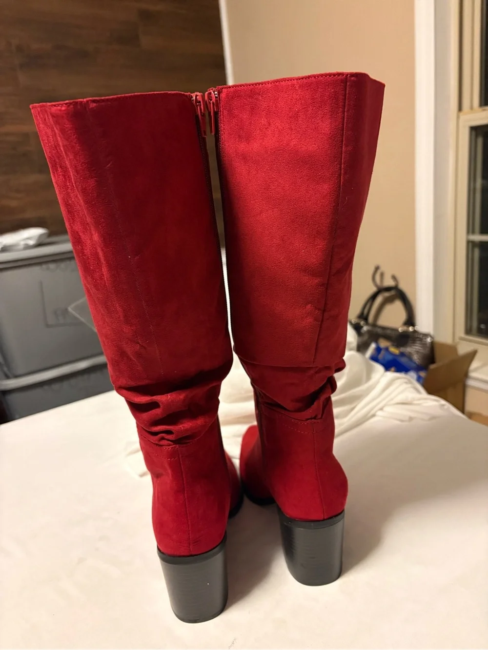 New York & Company Burgundy Suede Over-the-Knee Boots